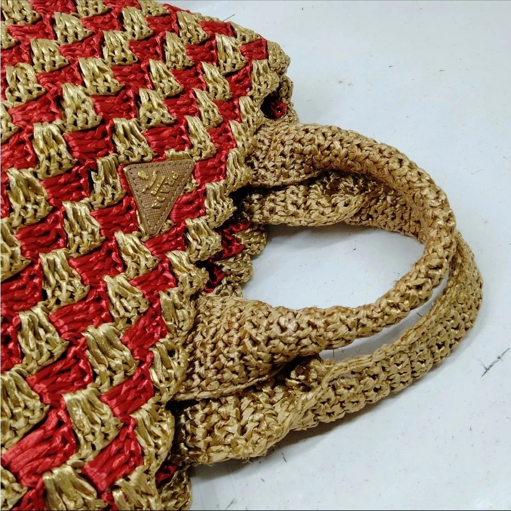 Authentic Prada Red Straw Bag 3129686 - Picture 4 of 9